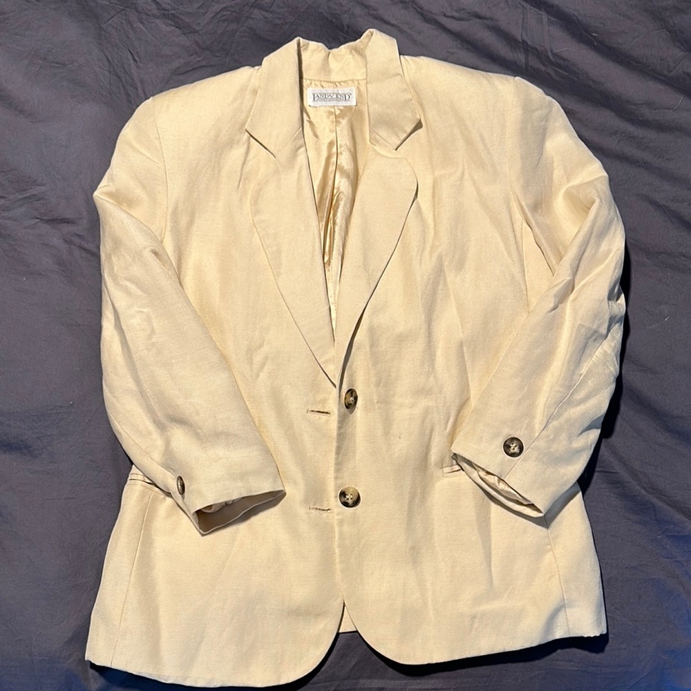 Vintage Cream Linen Blazer